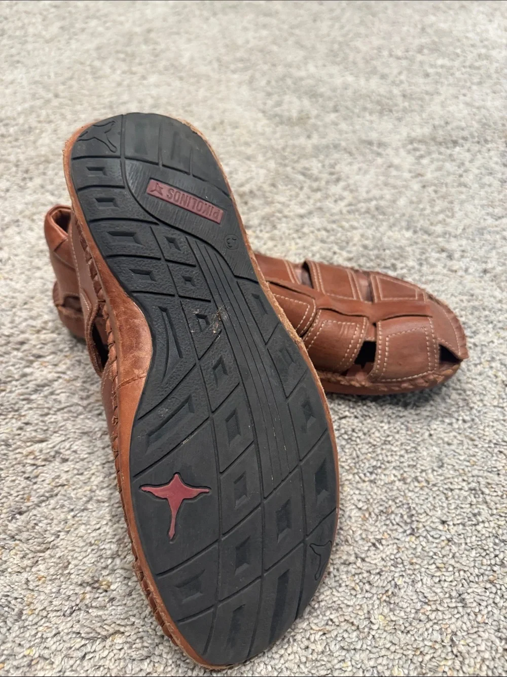 PIKOLINOS Men's Tan Leather Strappy Fisherman Sandals